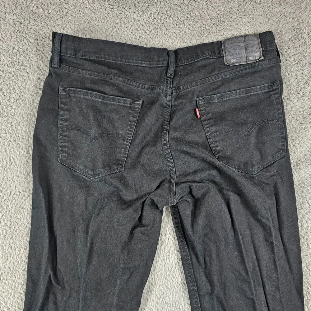 Levis 541 Jeans Mens 37x29 Black Athletic Straight Stretch Casual
